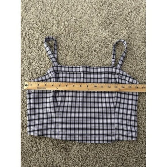Hollister Advanced Stretch Womens Cropped Top Adj Straps Plaid Size Large - Picture 6 of 13